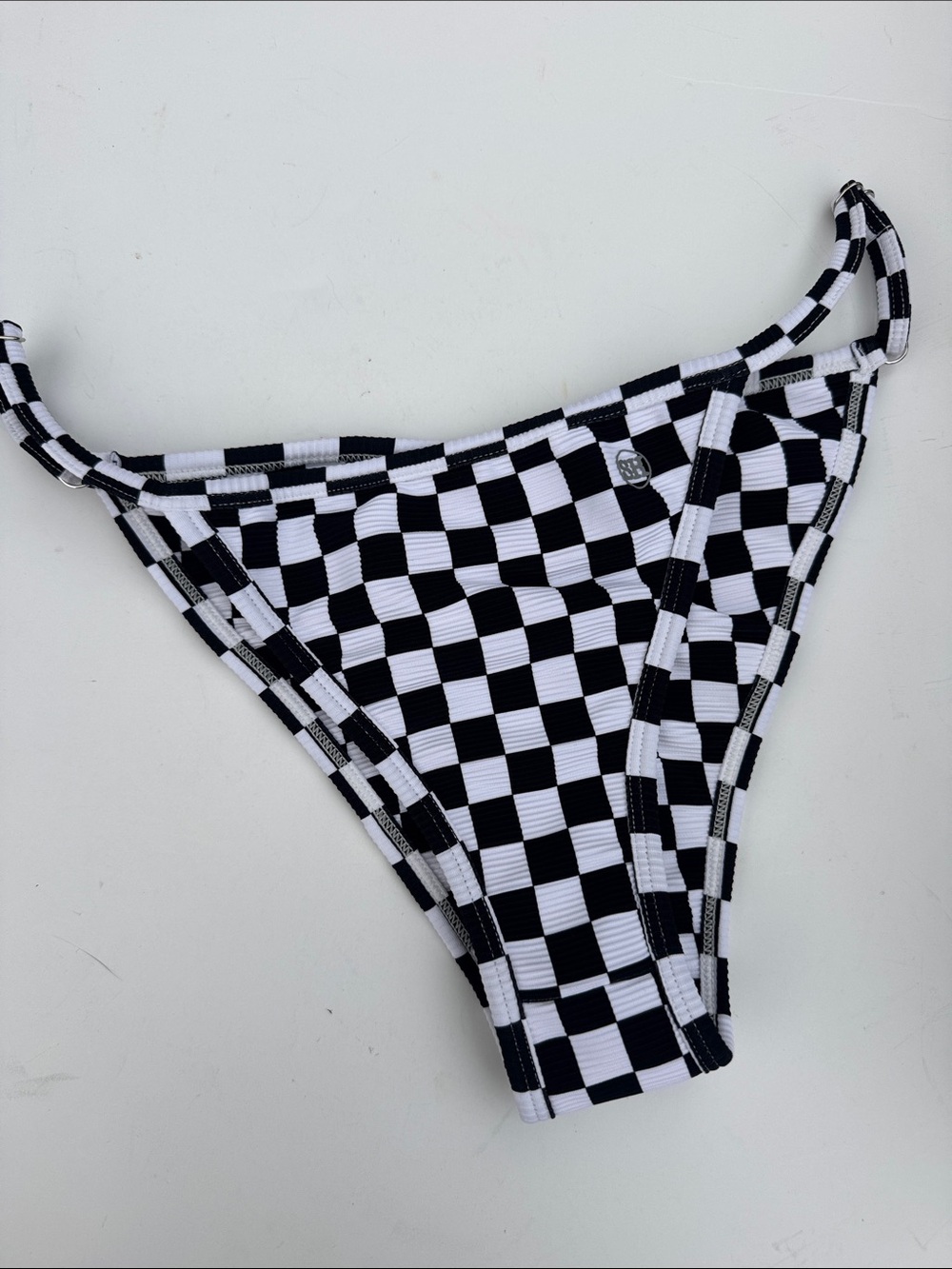 Salty Honey Women's Black & White Checkerboard high cut Bikini Bottom